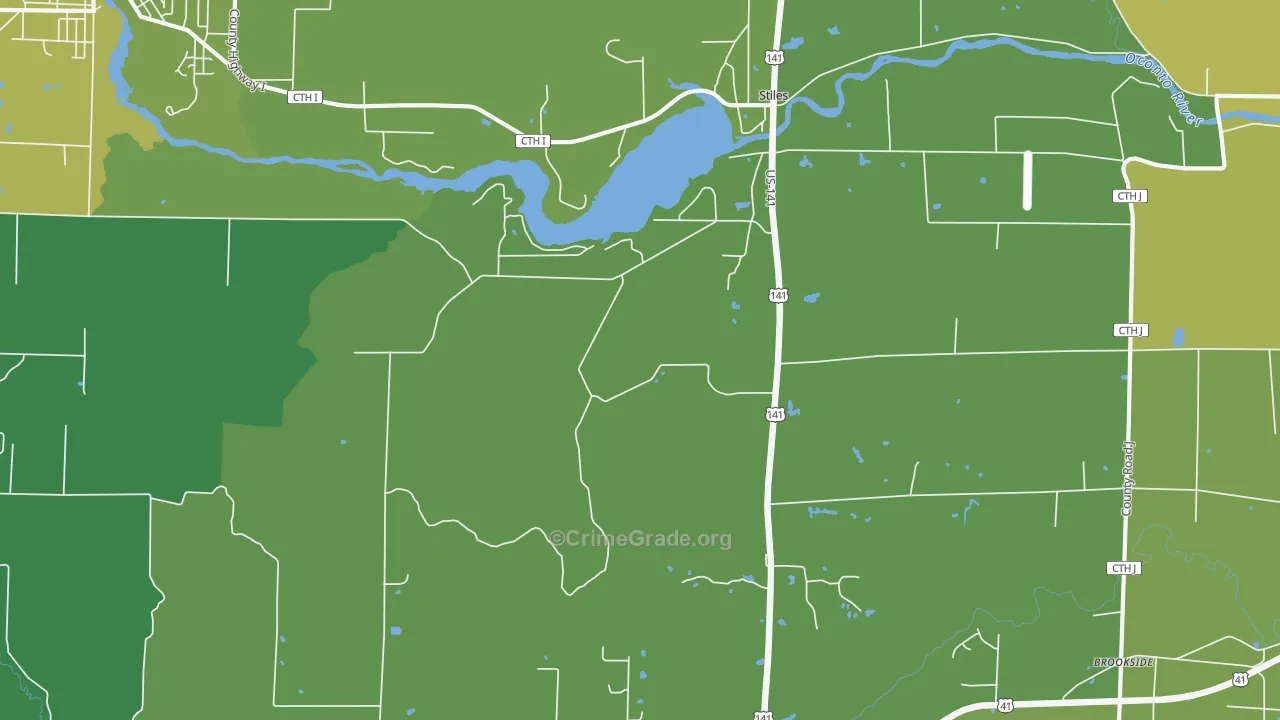 Stiles, WI Map of Drug-Related Crime Rates