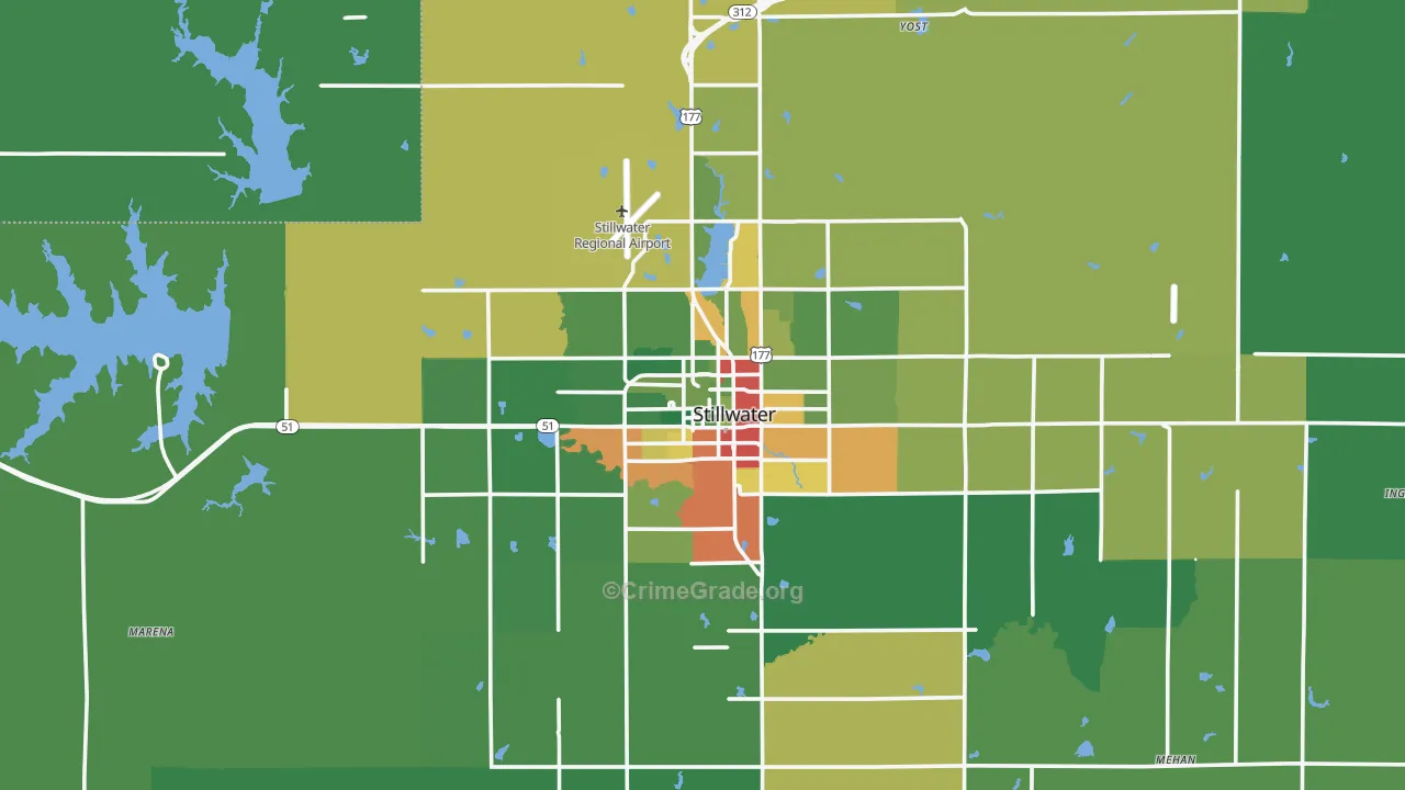 Stillwater, OK Map of Drug-Related Crime Rates