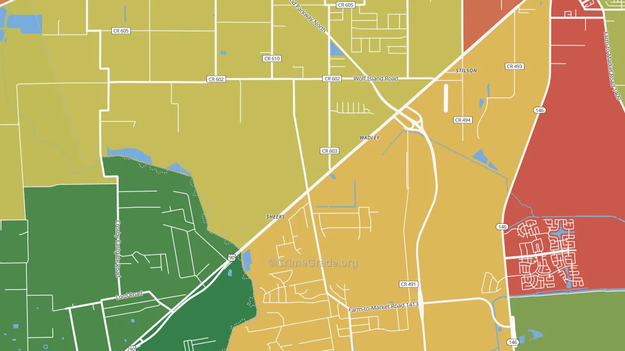Stilson, TX Map of Drug-Related Crime Rates