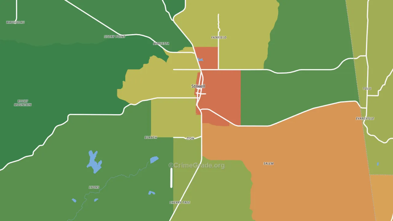 Stilwell, OK Map of Drug-Related Crime Rates