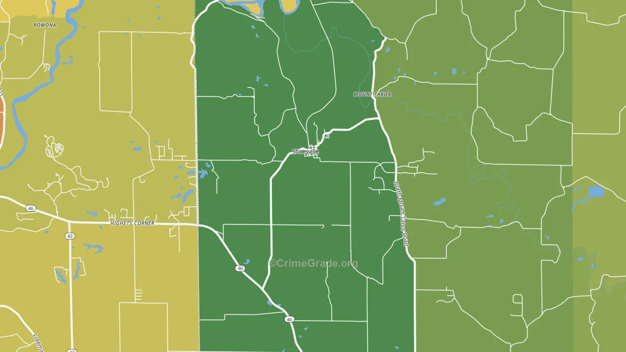 Stinesville, IN Map of Drug-Related Crime Rates