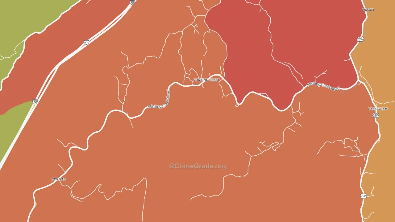 Stinking Creek, TN Map of Drug-Related Crime Rates