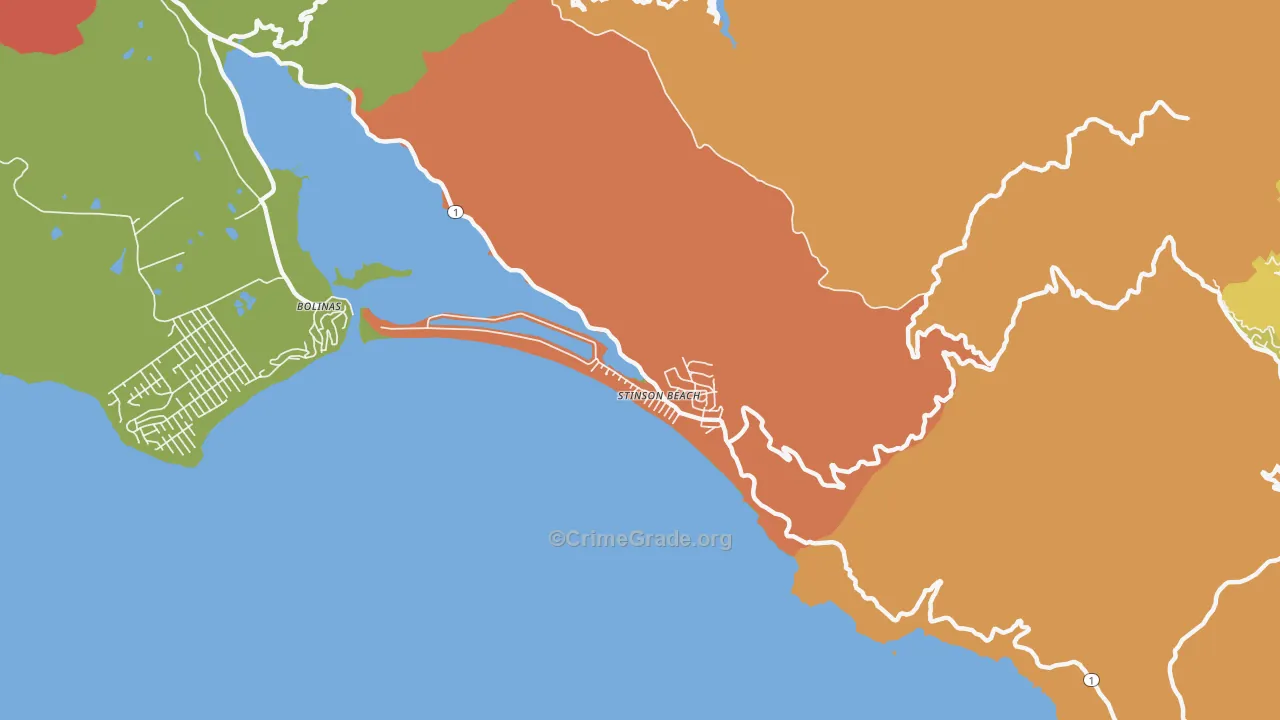 Stinson Beach, CA Map of Drug-Related Crime Rates