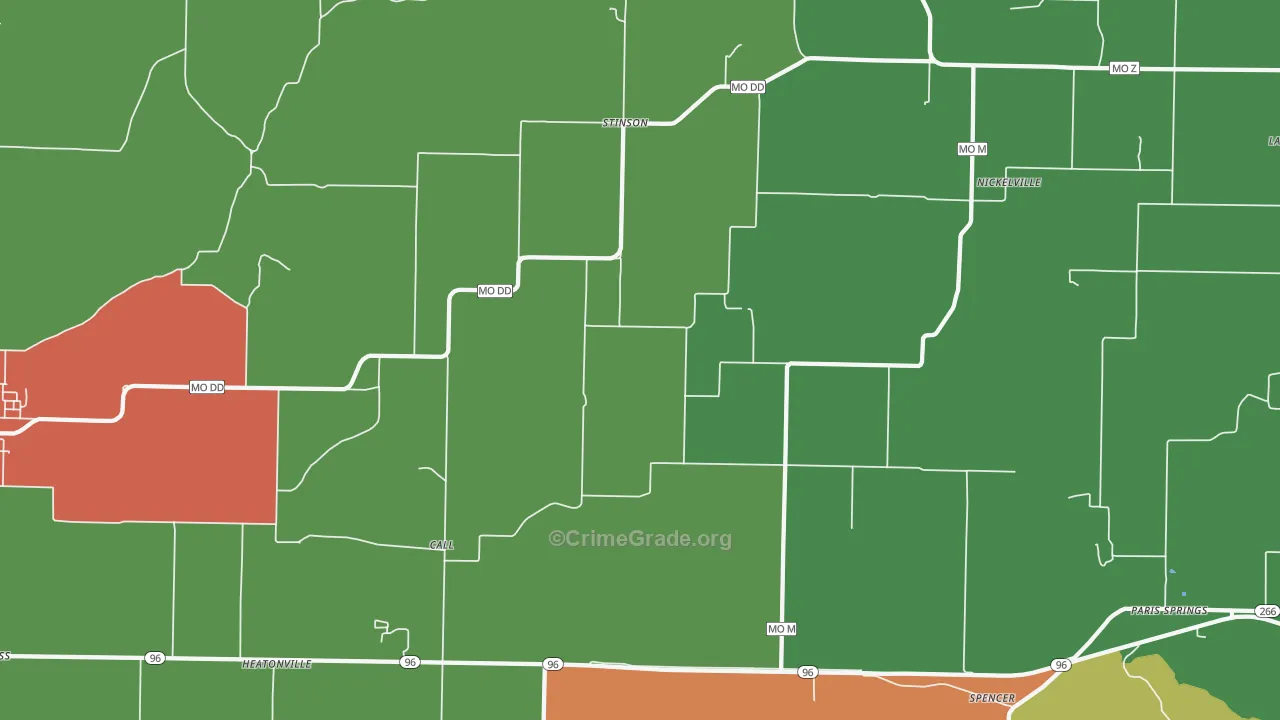 Stinson, MO Map of Drug-Related Crime Rates