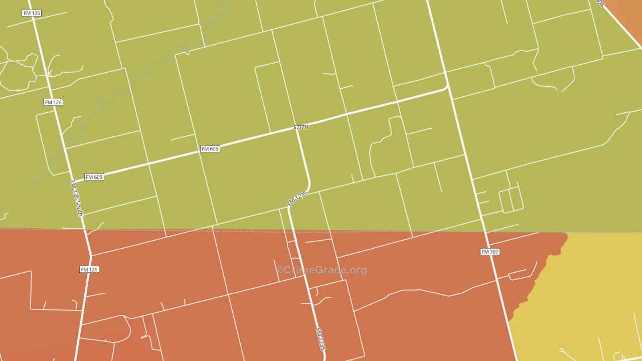 Stith, TX Map of Drug-Related Crime Rates