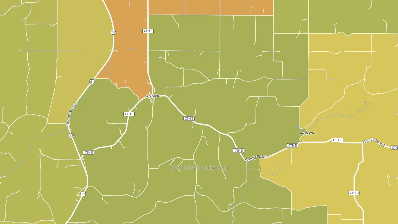 Stitzer, WI Map of Drug-Related Crime Rates