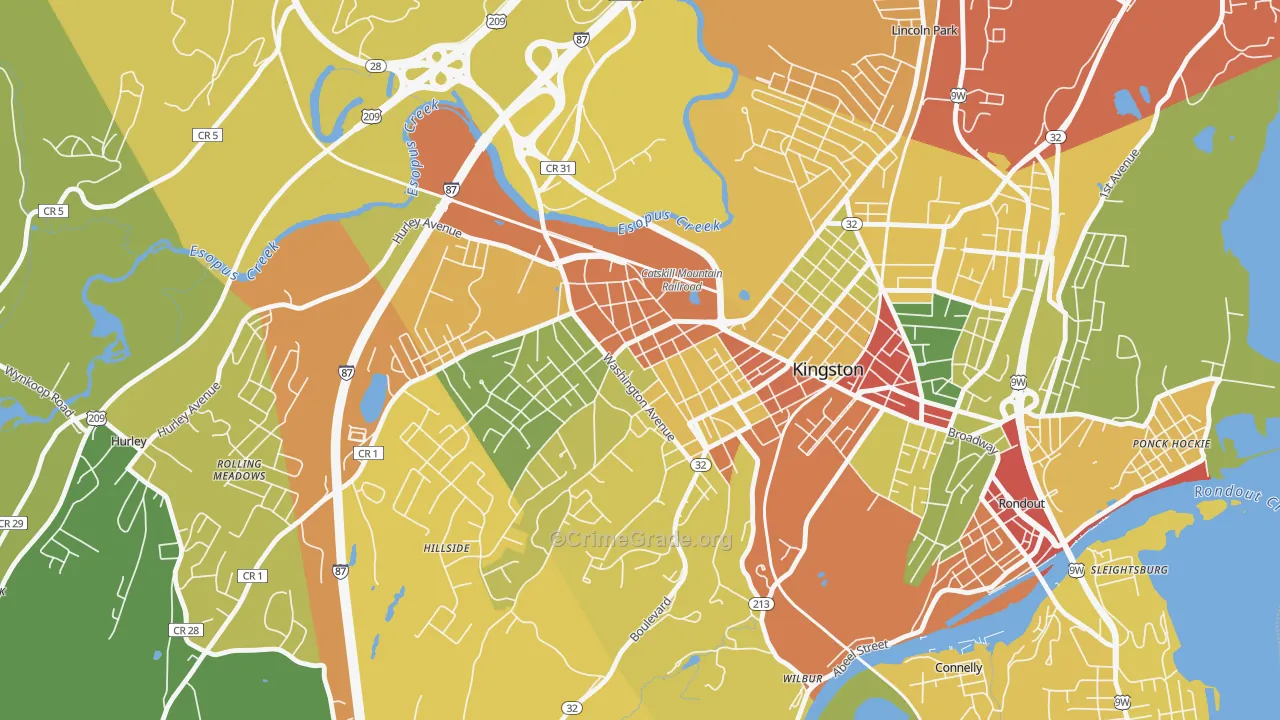 Stockade District, Kingston, NY Map of Drug-Related Crime Rates