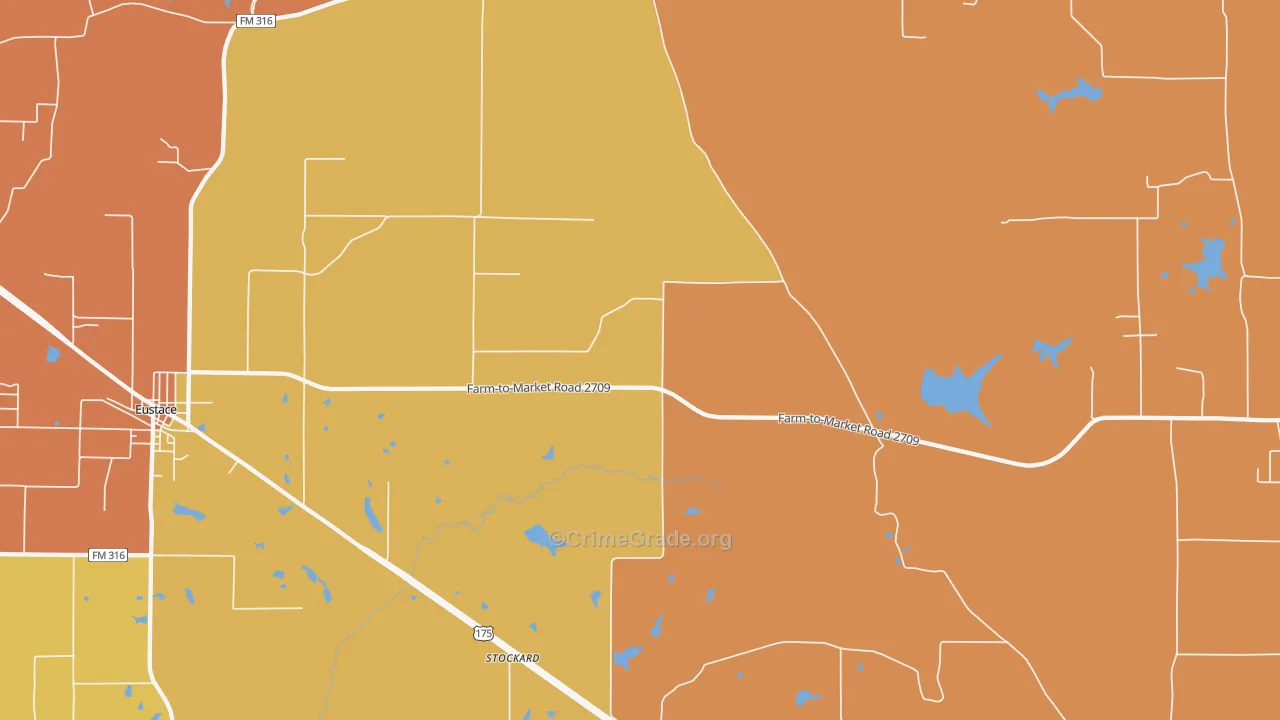 Stockard, TX Map of Drug-Related Crime Rates