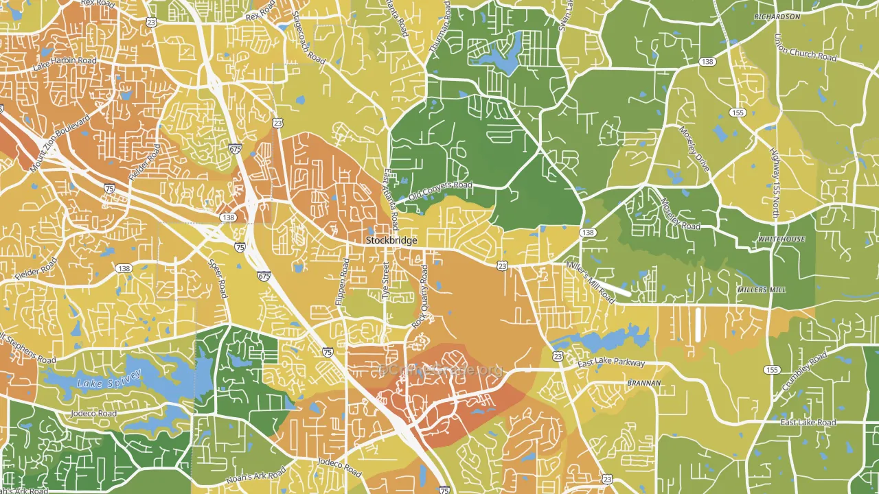 Stockbridge, GA Map of Drug-Related Crime Rates