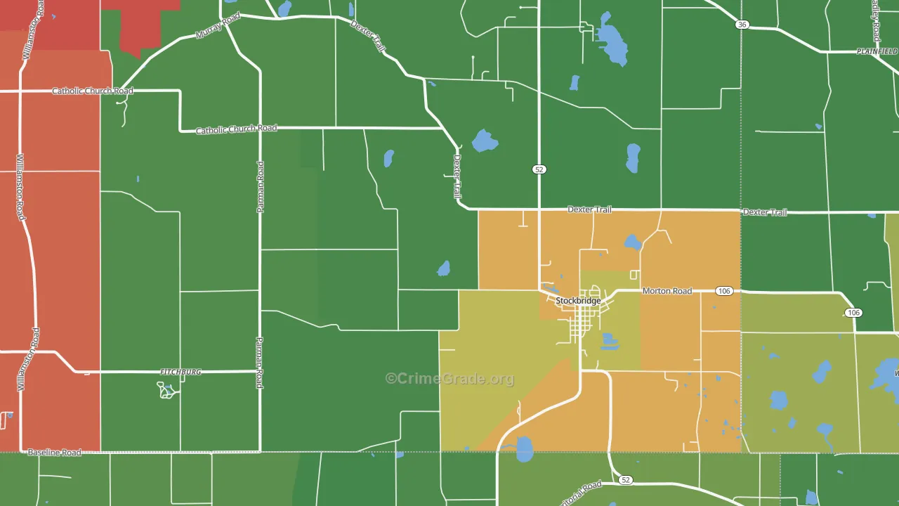 Stockbridge, MI Map of Drug-Related Crime Rates