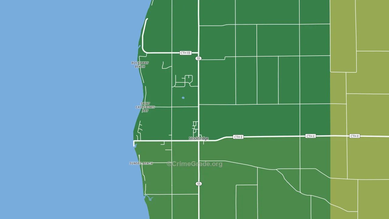 Stockbridge, WI Map of Drug-Related Crime Rates