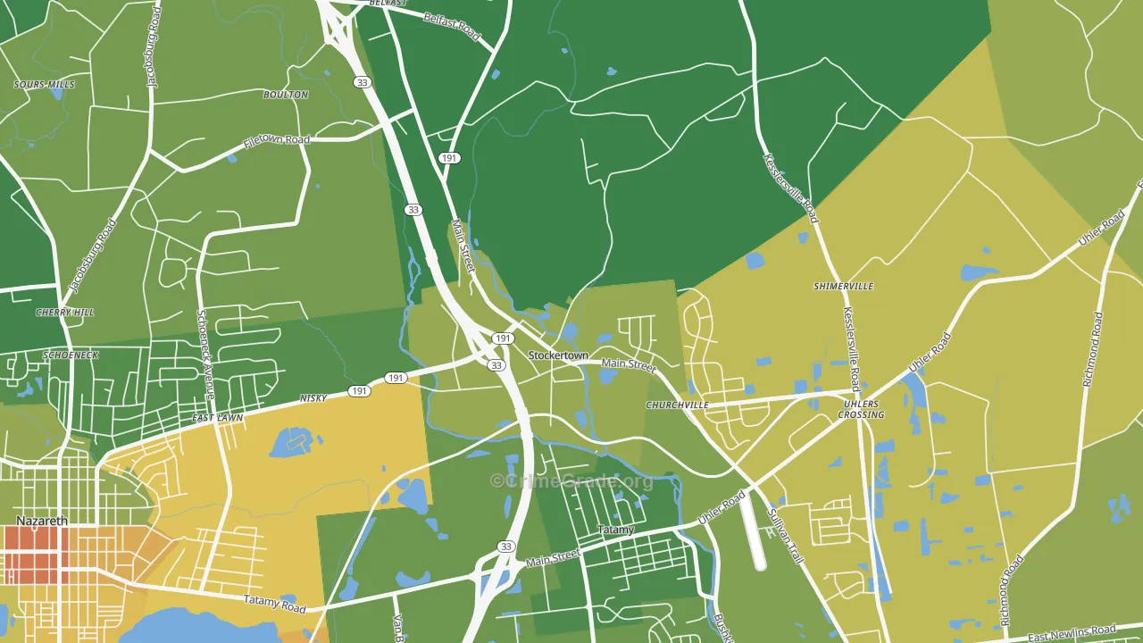 Stockertown, PA Map of Drug-Related Crime Rates
