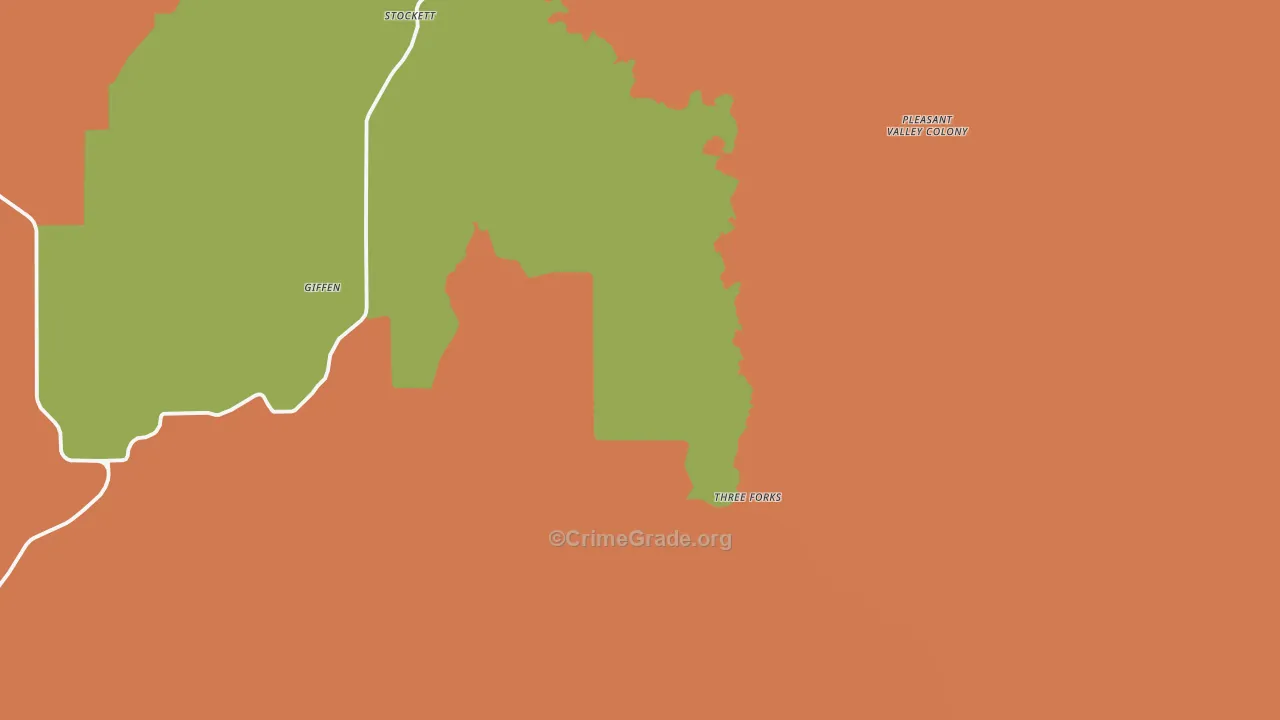 Stockett, MT Map of Drug-Related Crime Rates