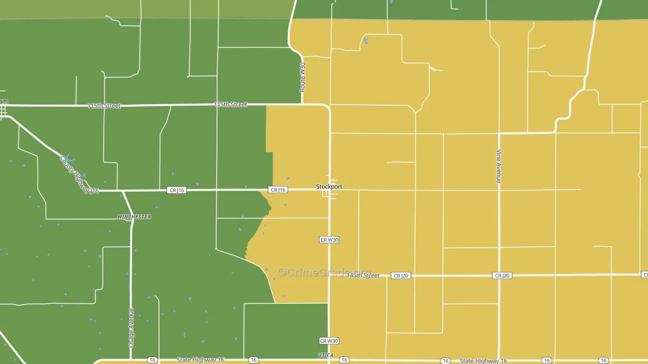 Stockport, IA Map of Drug-Related Crime Rates