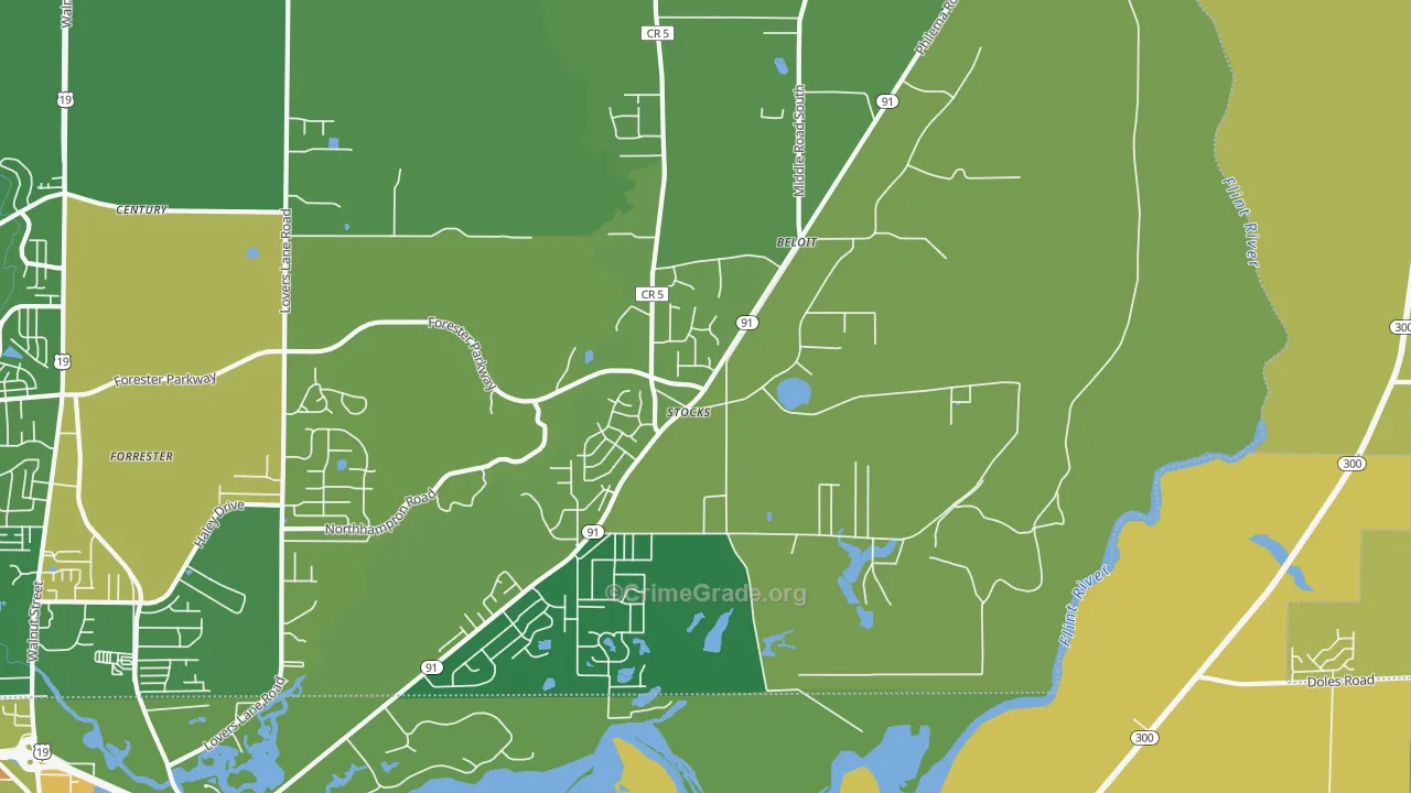 Stocks, GA Map of Drug-Related Crime Rates