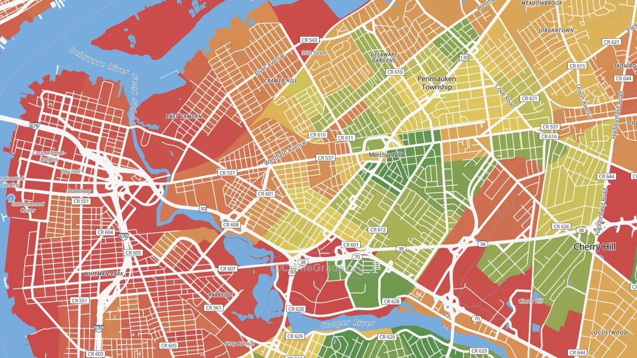 Stockton, Camden, NJ Map of Drug-Related Crime Rates
