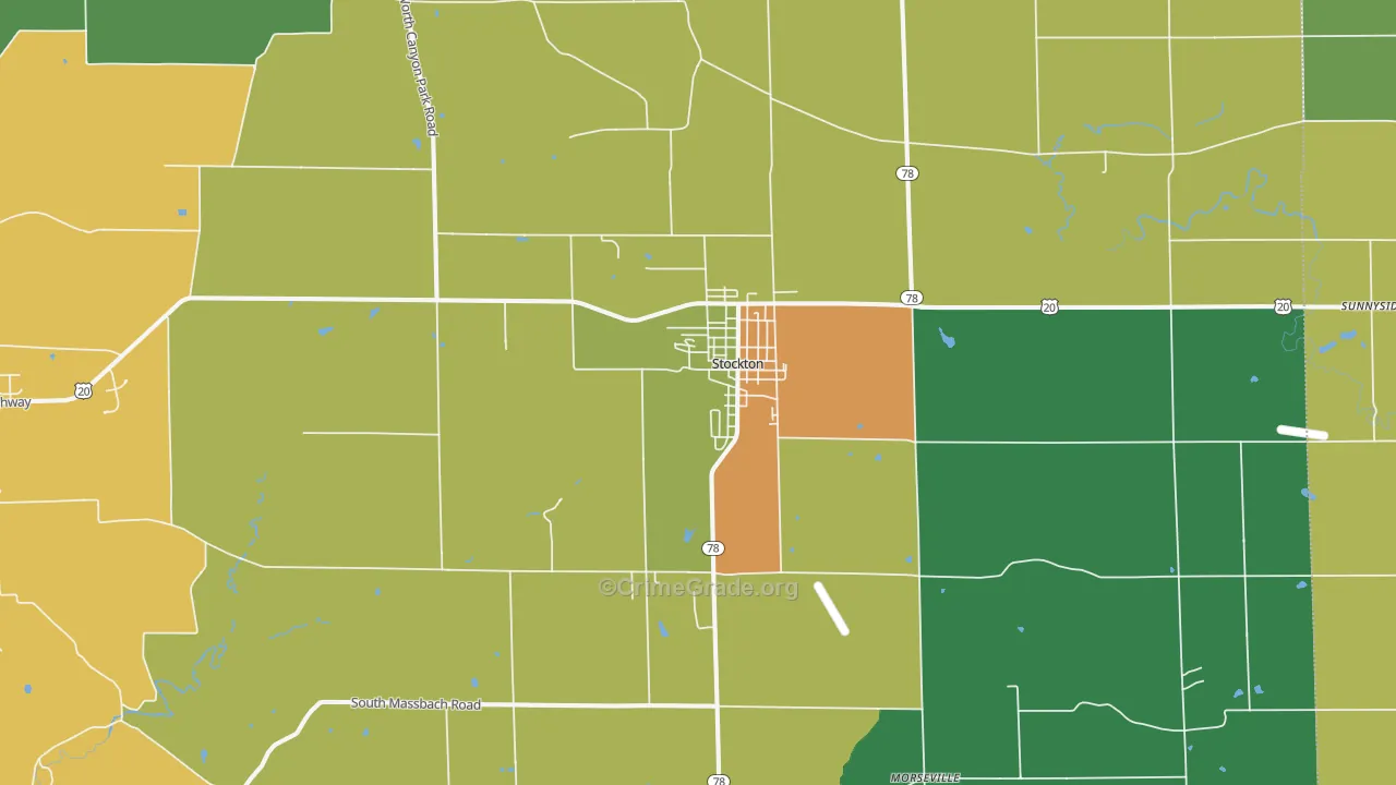 Stockton, IL Map of Drug-Related Crime Rates