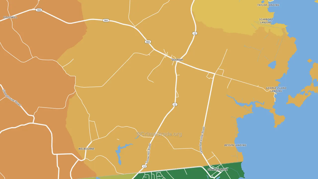 Stockton, MD Map of Drug-Related Crime Rates