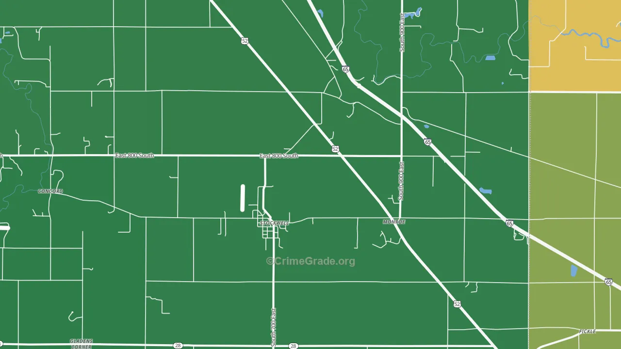 Stockwell, IN Map of Drug-Related Crime Rates
