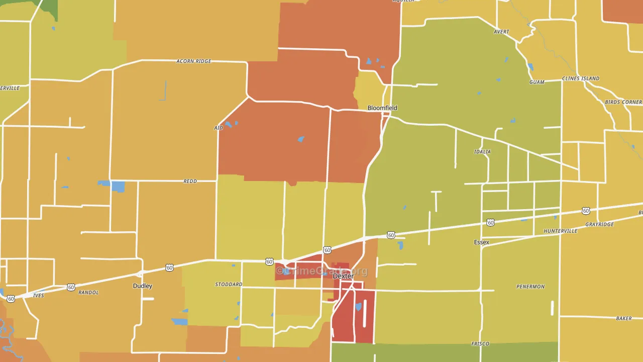 Stoddard County, MO Map of Drug-Related Crime Rates