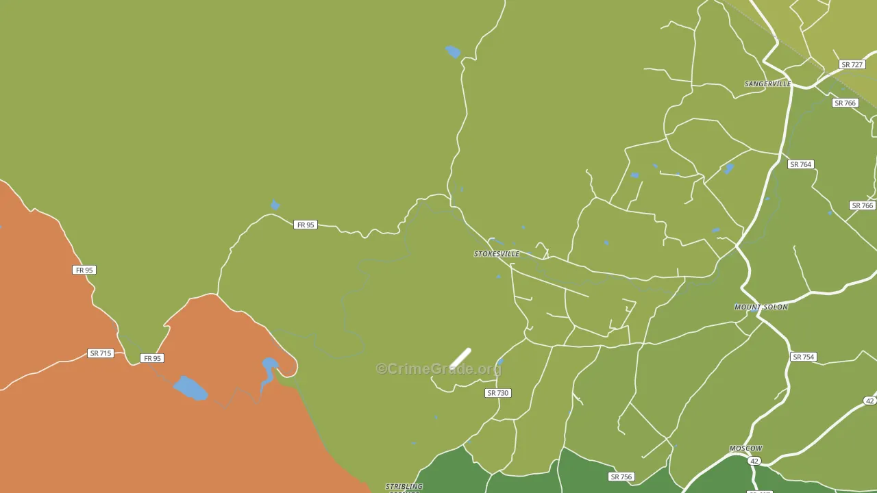 Stokesville, VA Map of Drug-Related Crime Rates