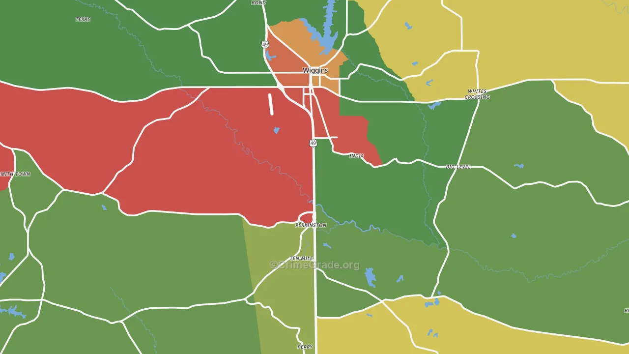 Stone County, MS Map of Drug-Related Crime Rates