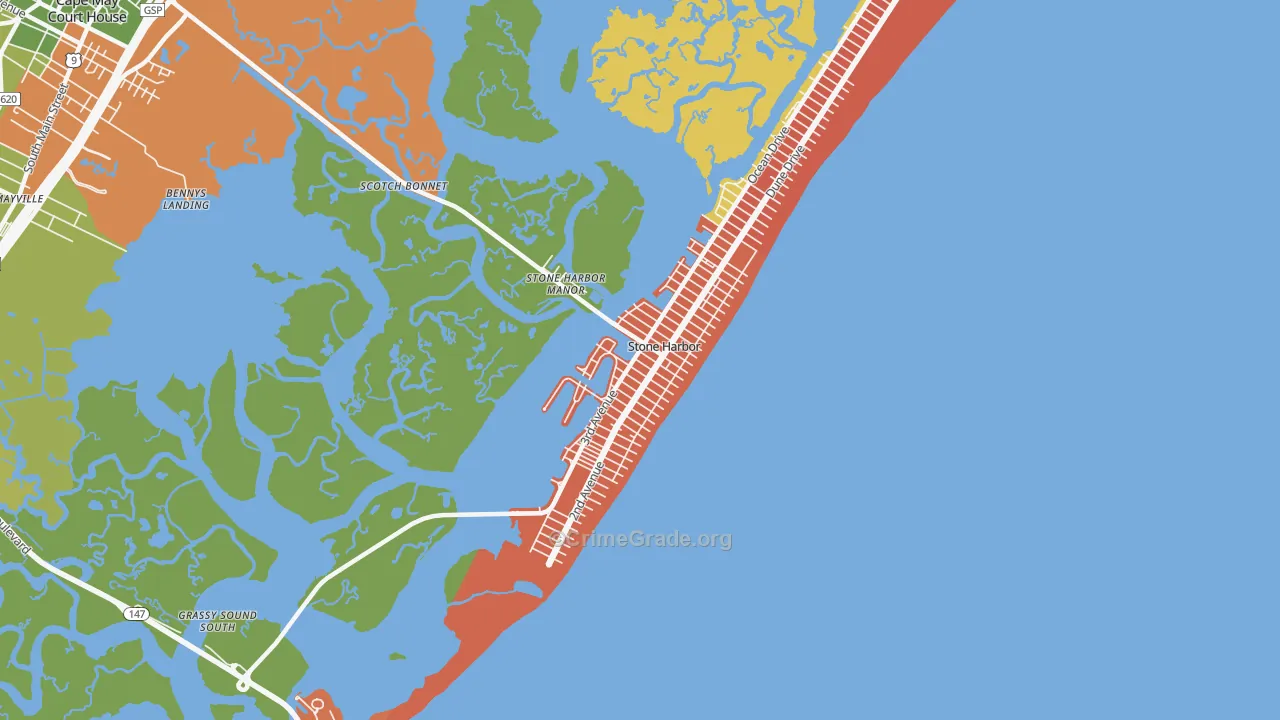 Stone Harbor, NJ Map of Drug-Related Crime Rates