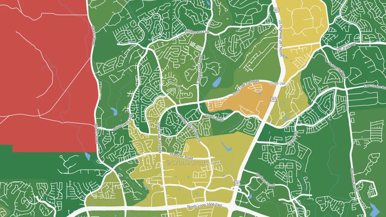 Stone Oak, San Antonio, TX Map of Drug-Related Crime Rates