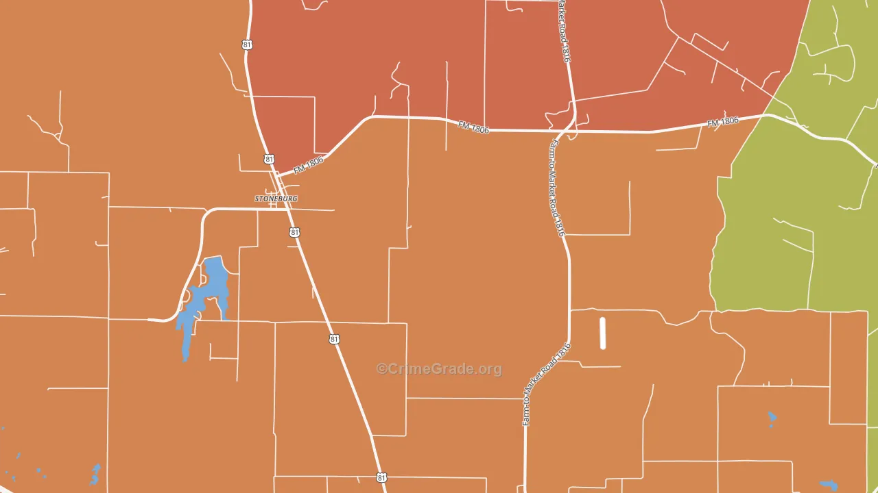 Stoneburg, TX Map of Drug-Related Crime Rates