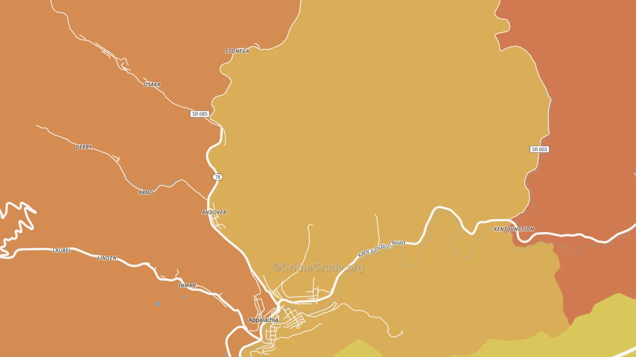 Stonega, VA Map of Drug-Related Crime Rates