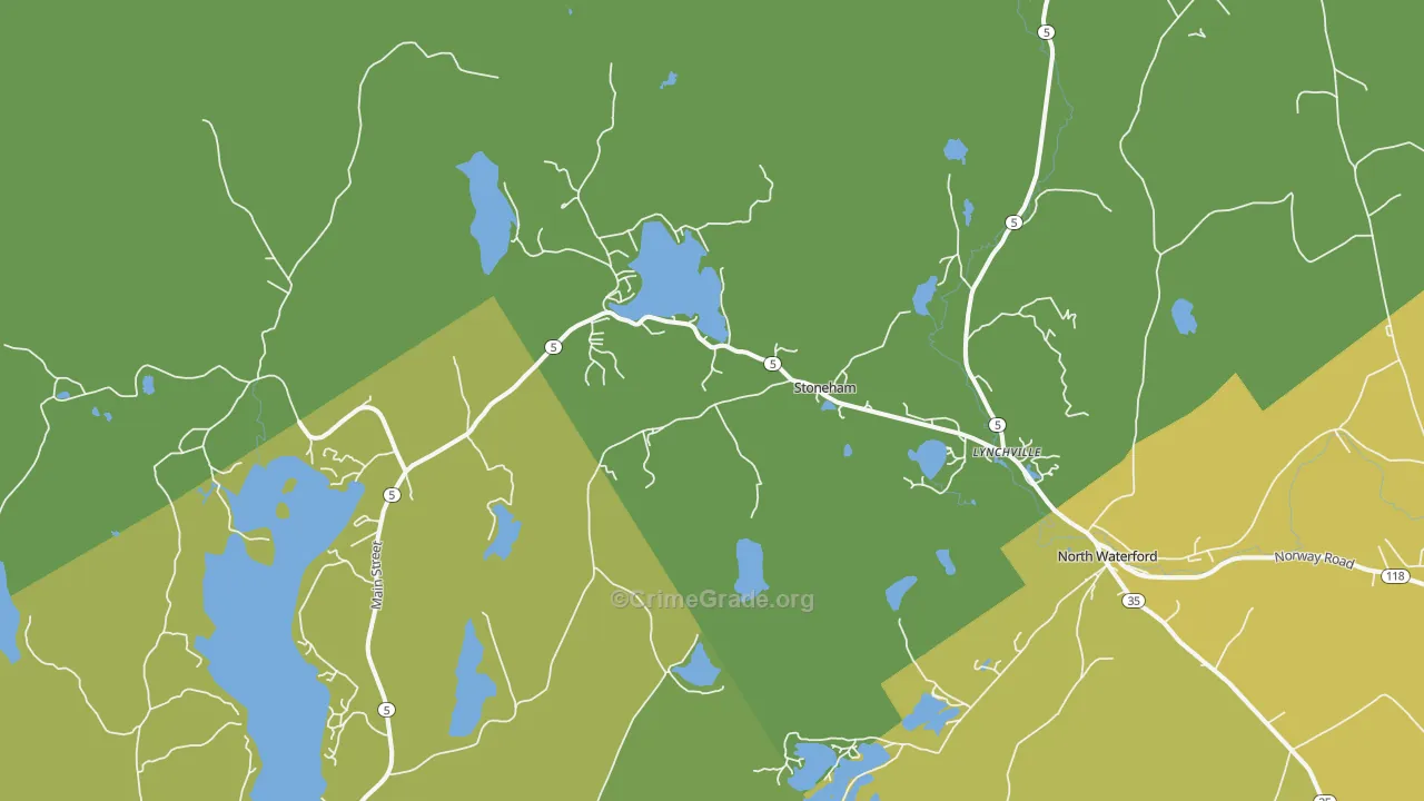 Stoneham, ME Map of Drug-Related Crime Rates