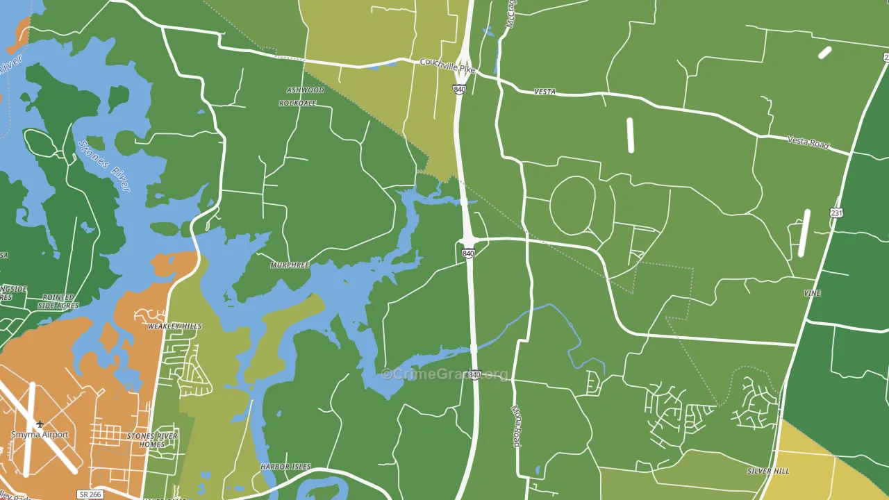 Stones River Homes, TN Map of Drug-Related Crime Rates