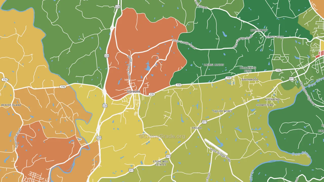 Stoneville, NC Map of Drug-Related Crime Rates