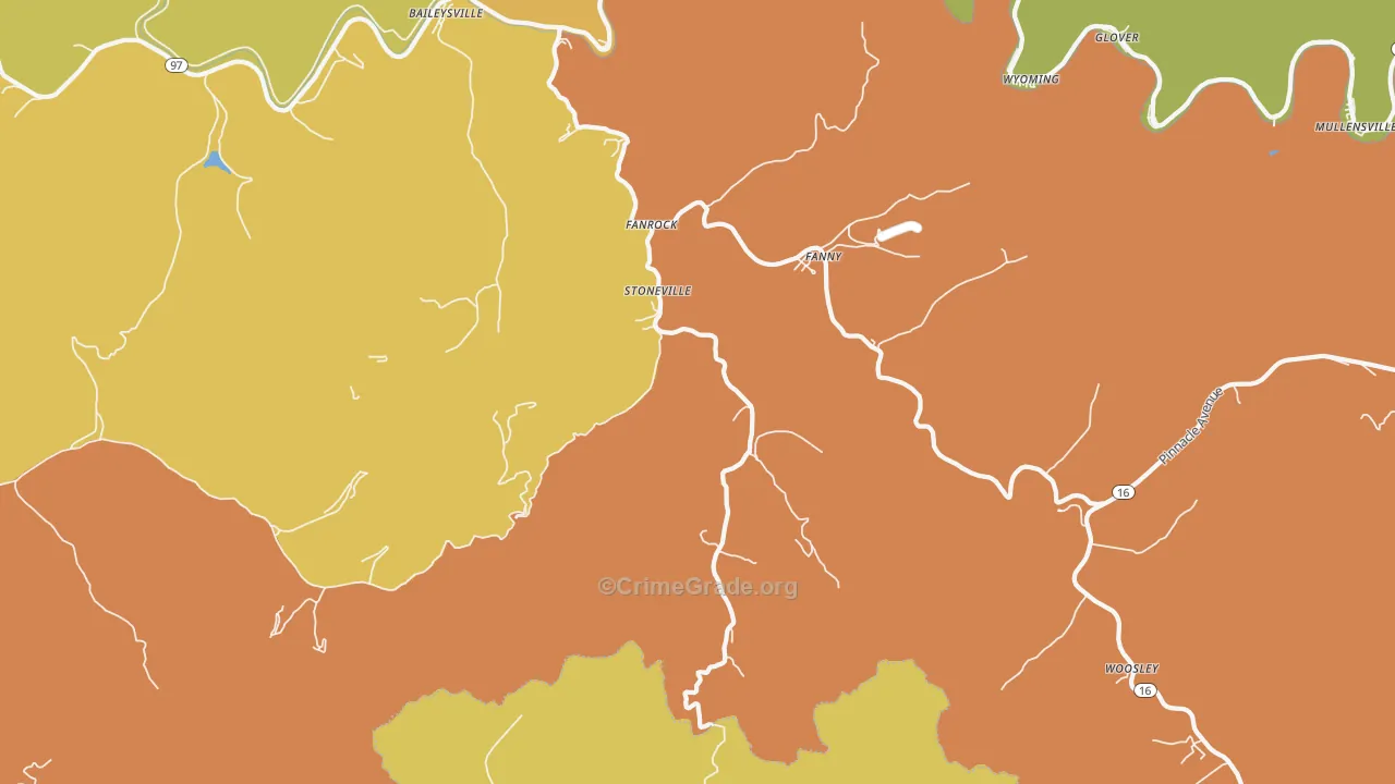 Stoneville, WV Map of Drug-Related Crime Rates