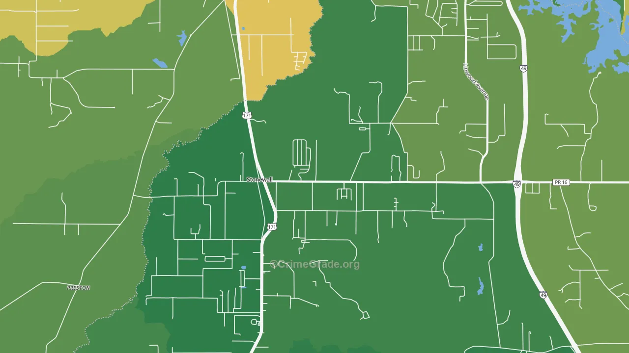Stonewall, LA Map of Drug-Related Crime Rates