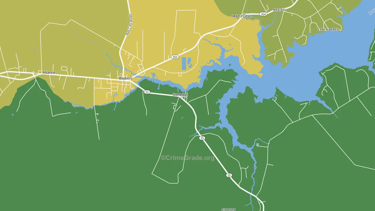 Stonewall, NC Map of Drug-Related Crime Rates