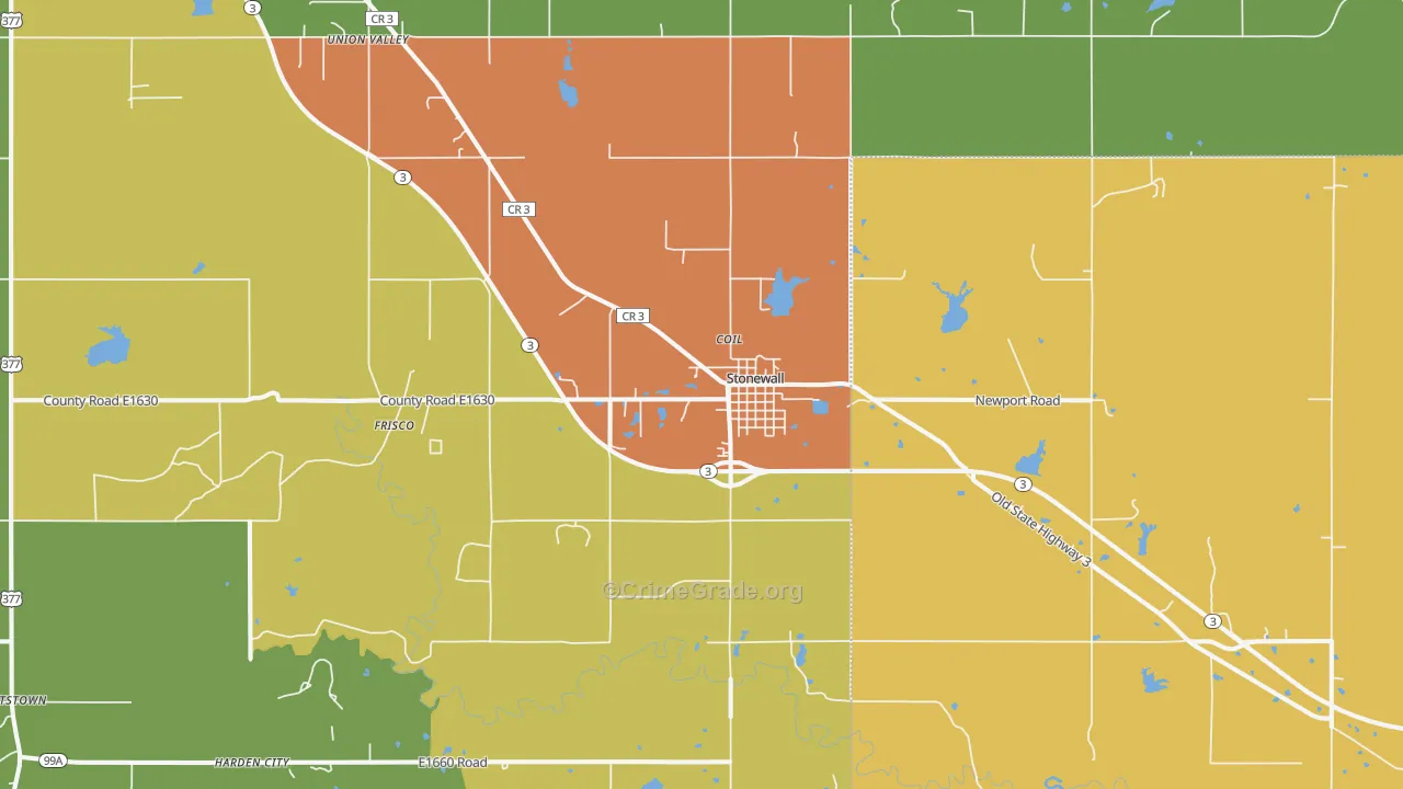 Stonewall, OK Map of Drug-Related Crime Rates