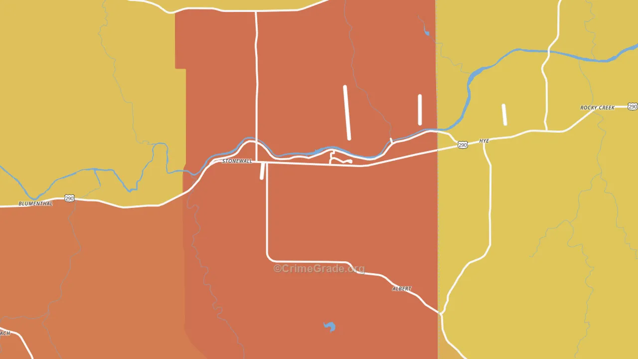 Stonewall, TX Map of Drug-Related Crime Rates
