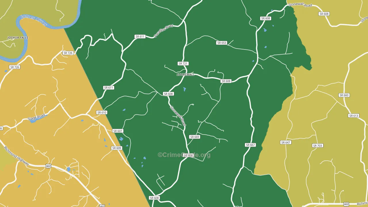 Stonewall, VA Map of Drug-Related Crime Rates