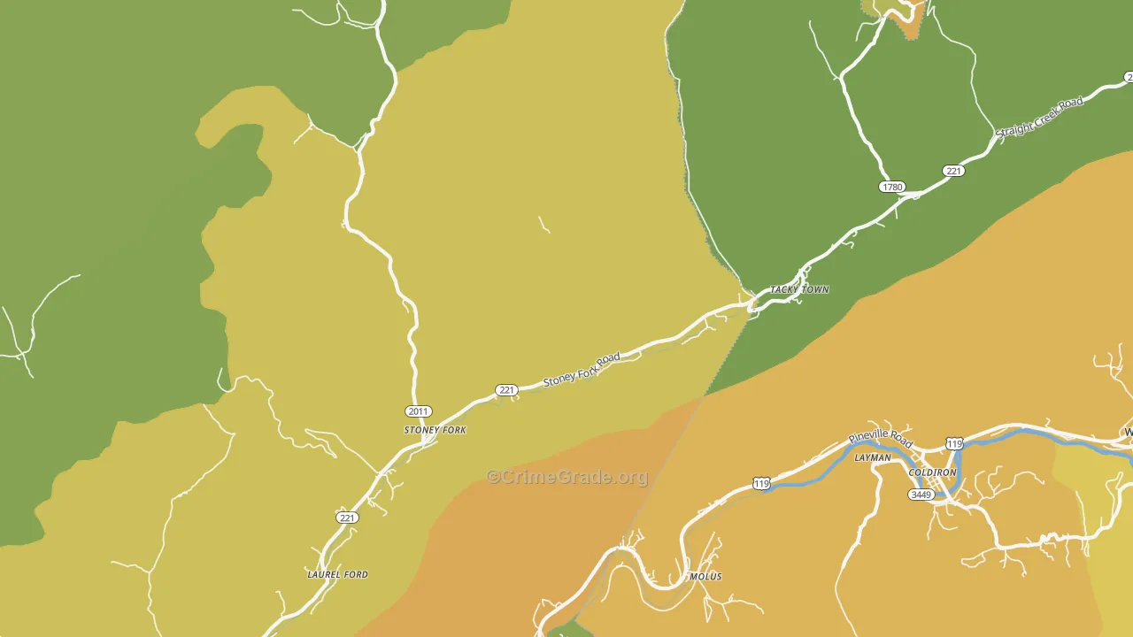 Stoney Fork, KY Map of Drug-Related Crime Rates