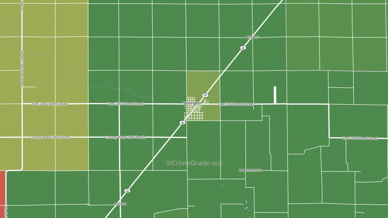 Stonington, IL Map of Drug-Related Crime Rates