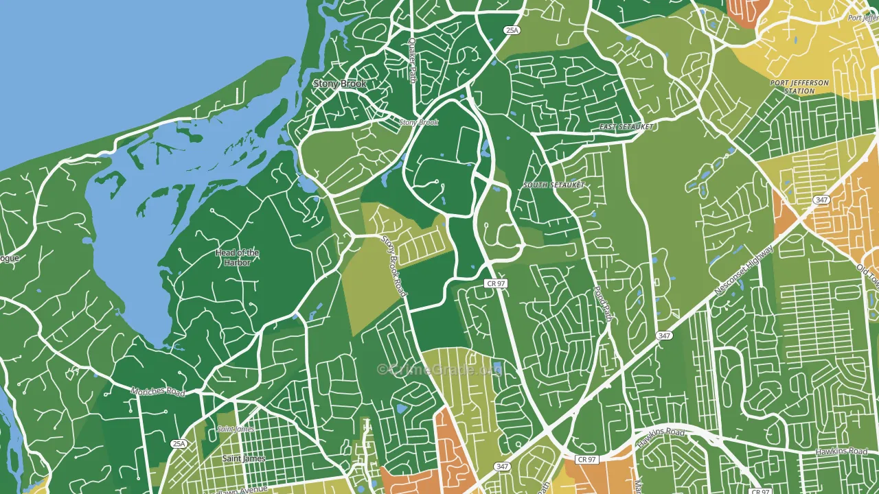 Stony Brook, NY Map of Drug-Related Crime Rates