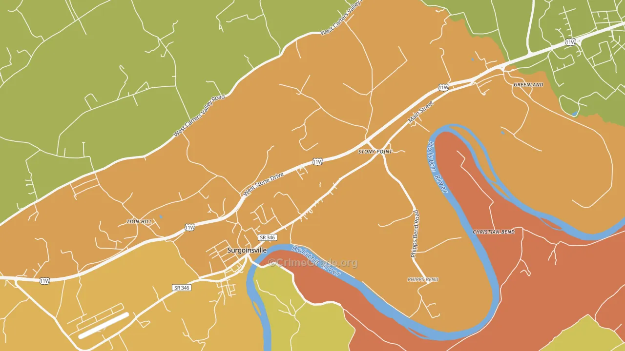 Stony Point, TN Map of Drug-Related Crime Rates