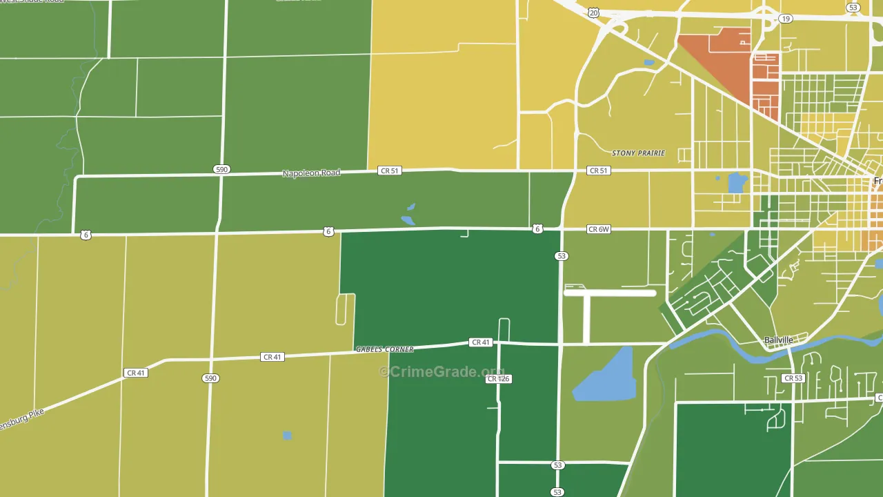 Stony Prairie, OH Map of Drug-Related Crime Rates