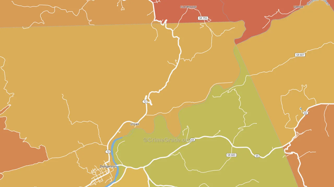 Stony, VA Map of Drug-Related Crime Rates