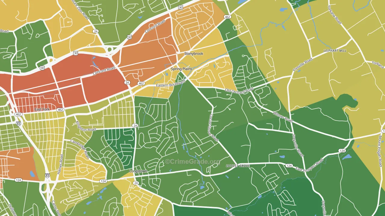 Stonybrook-Wilshire, York, PA Map of Drug-Related Crime Rates