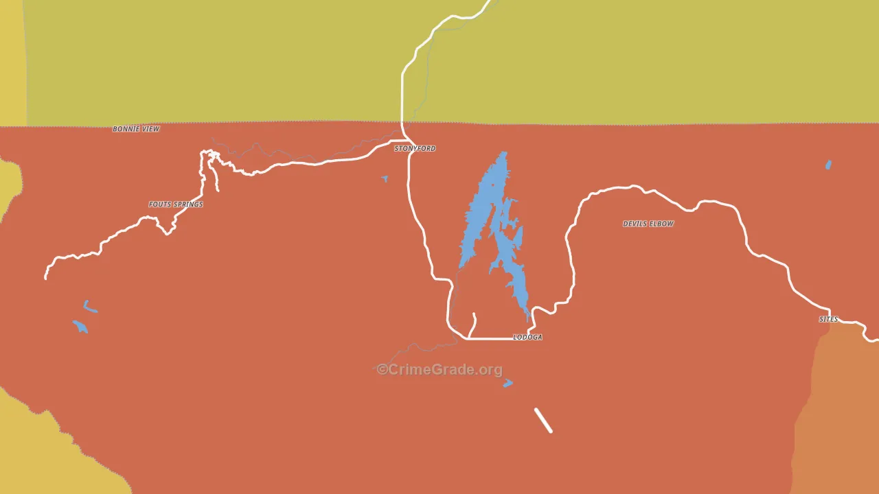Stonyford, CA Map of Drug-Related Crime Rates