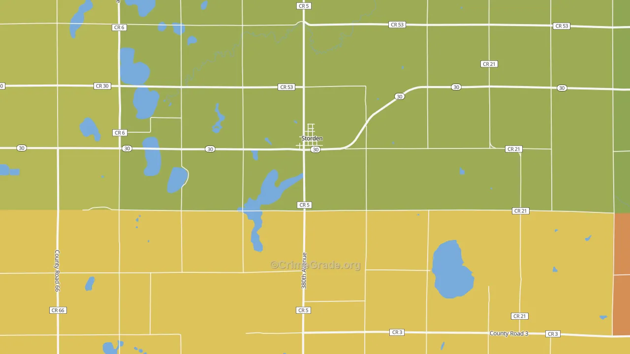 Storden, MN Map of Drug-Related Crime Rates