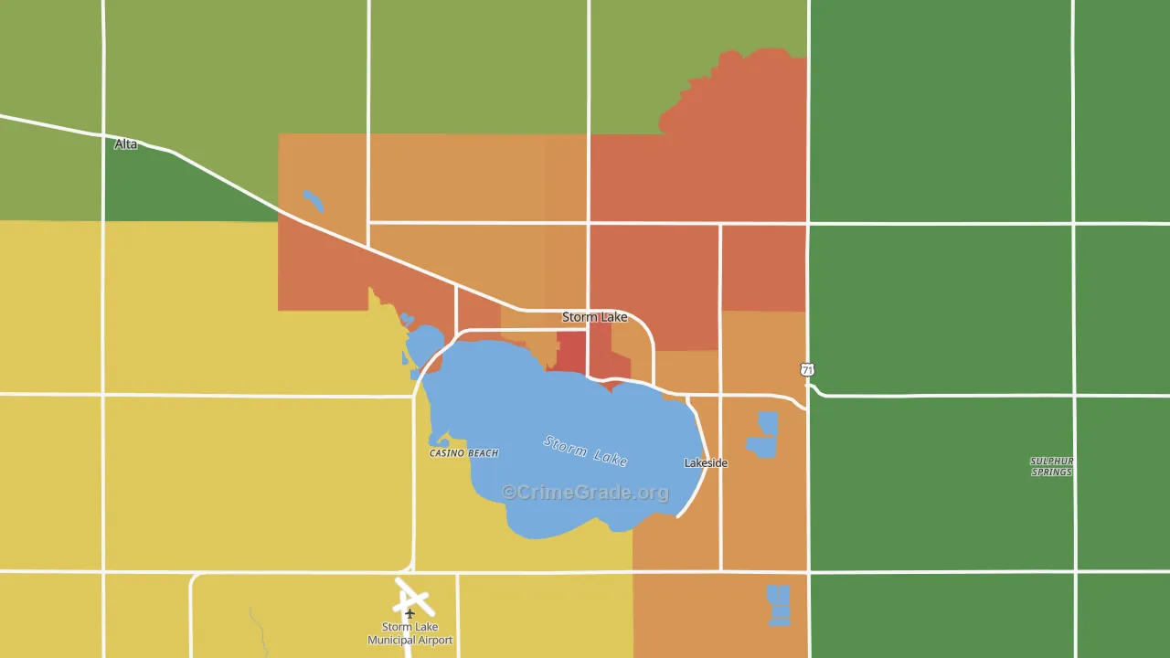 Storm Lake, IA Map of Drug-Related Crime Rates