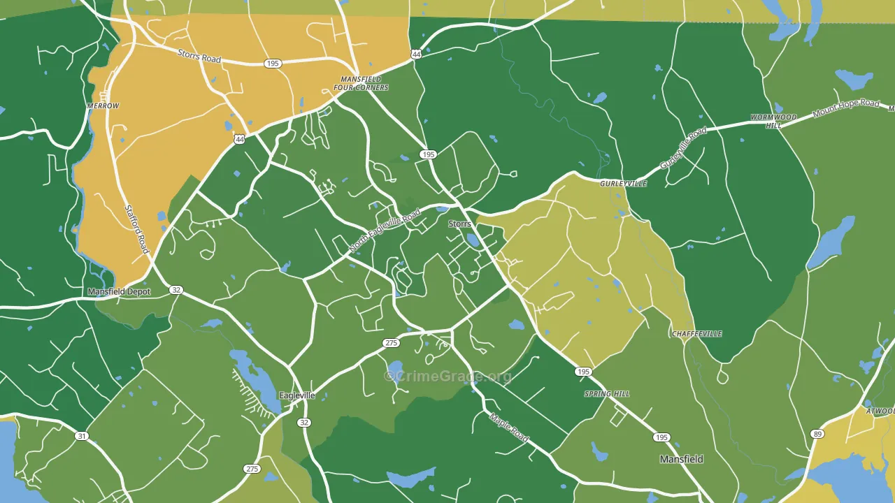 Storrs Mansfield, CT Map of Drug-Related Crime Rates